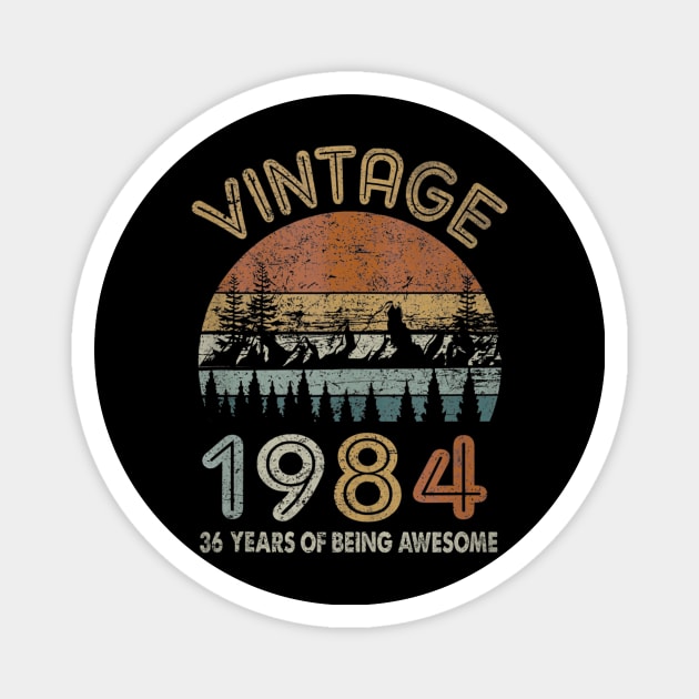 36 Years Old Retro Vintage 1984 36th Birthday Gifts Magnet by bummersempre66